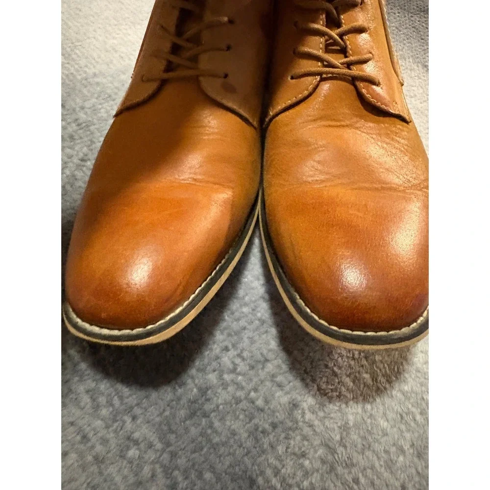 Jousen Milan Mens Tan Brown Leather Derby Dress Shoes Size 10 Lace Up Classic